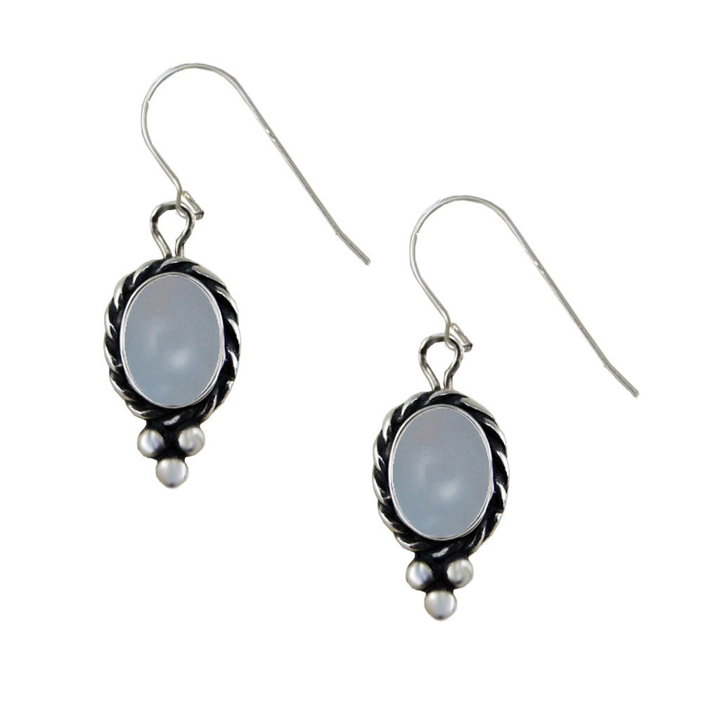 Sterling Silver Little Chalcedony Gemstone Drop Dangle Earrings